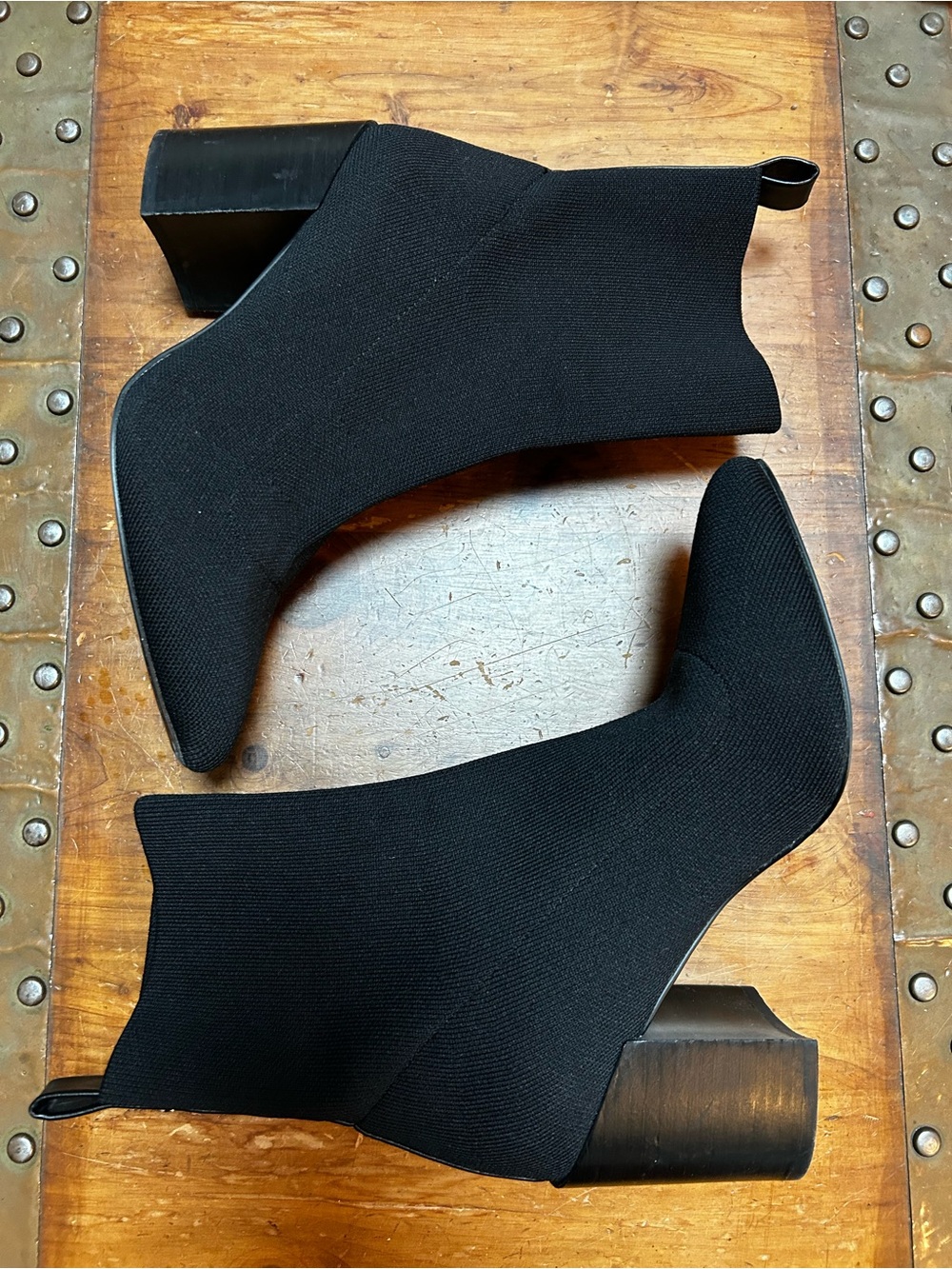 Steve Madden Black Knit Sock Ankle Booties with Block Heel